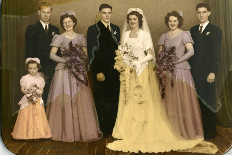 digital photo restoration wedding before